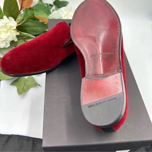 Men’s dolce and Gabbana red velvet loafers size 7, made in Italy main image 9